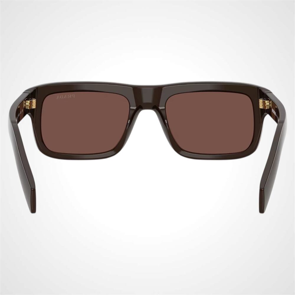 New PRADA Sunglasses Brown Rectangle Black Chocolate Lens Men 54mm - Picture 4 of 6